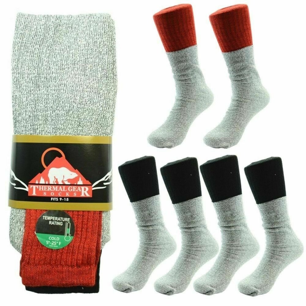 6 Pairs Mens Thermal Crew Socks